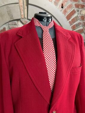 tie skinny checked groovy 1960s red white